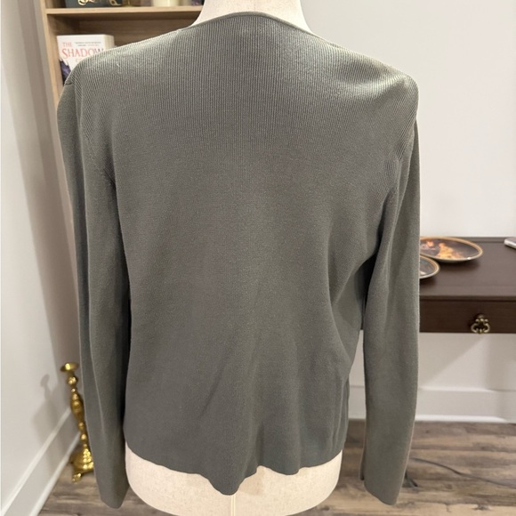 ANN TAYLOR | Green Embroidered Open Front Cardigan Medium - Picture 4 of 5